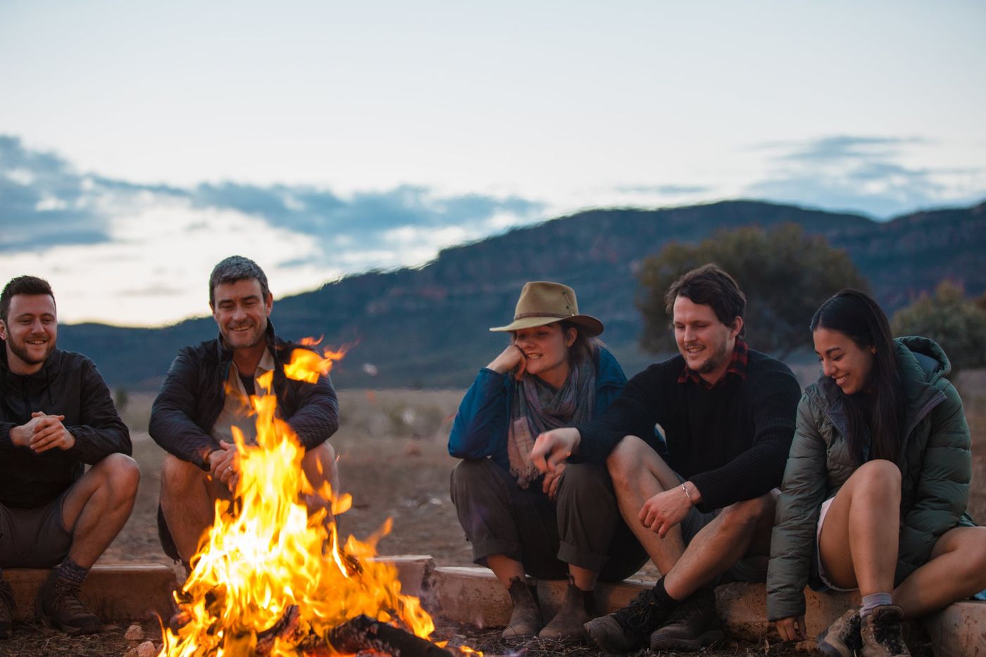 Talking around the campfire on flinders ranges
