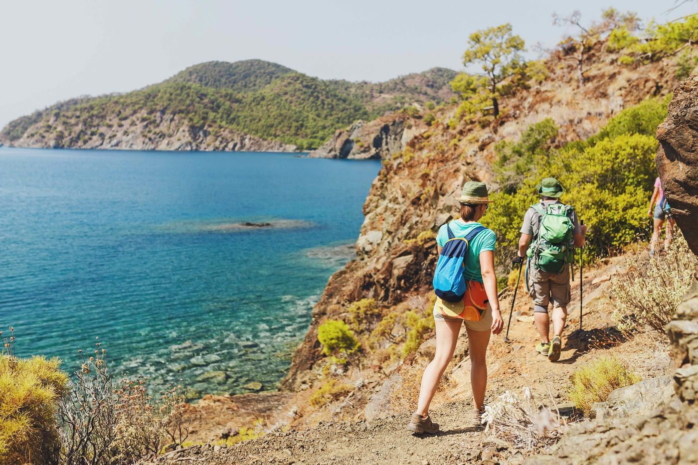 2 walkers Lycian way near sea