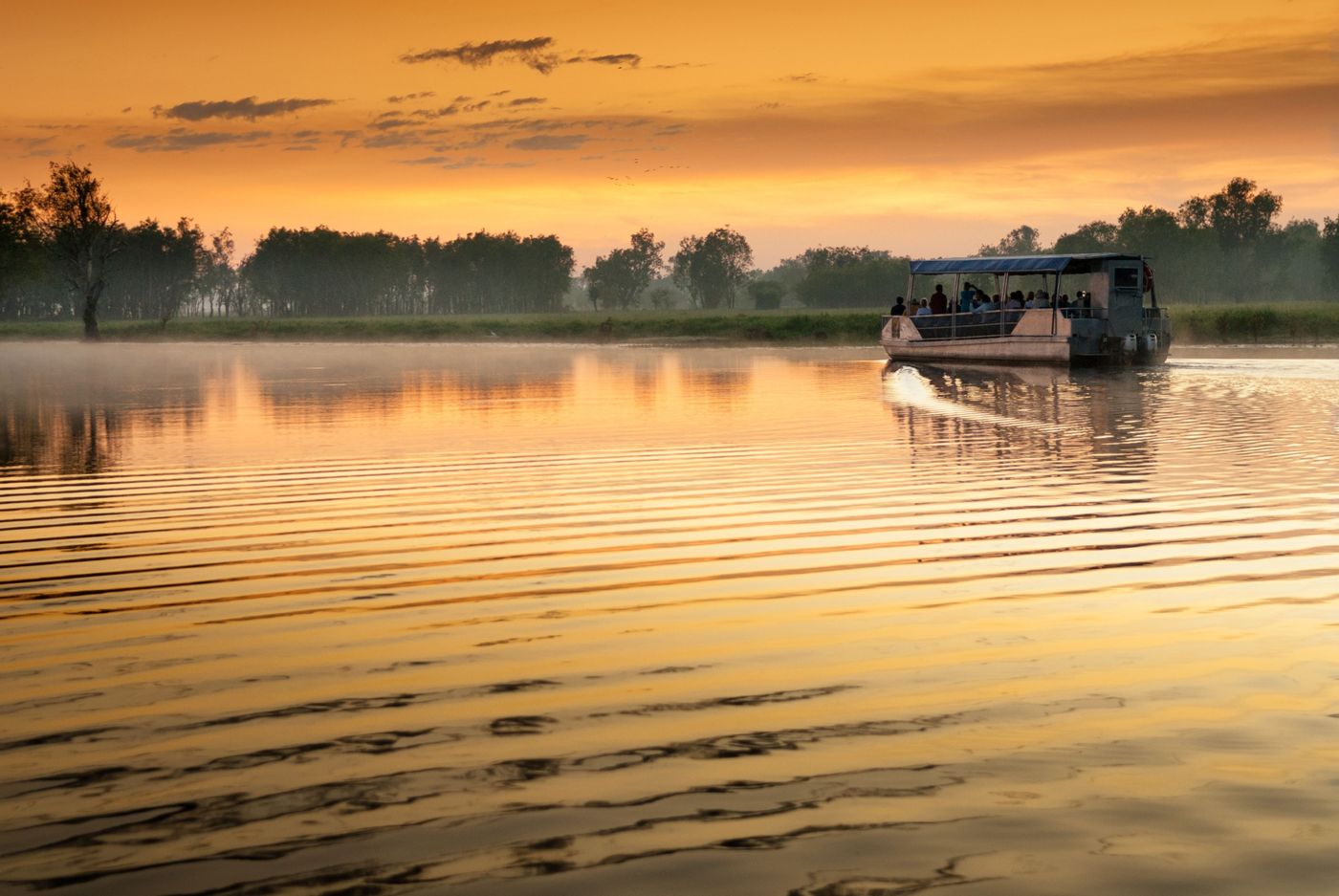 Boat tour on the Yellow Water Billabong in Kakadu National Park, Northern Territory, Australia
