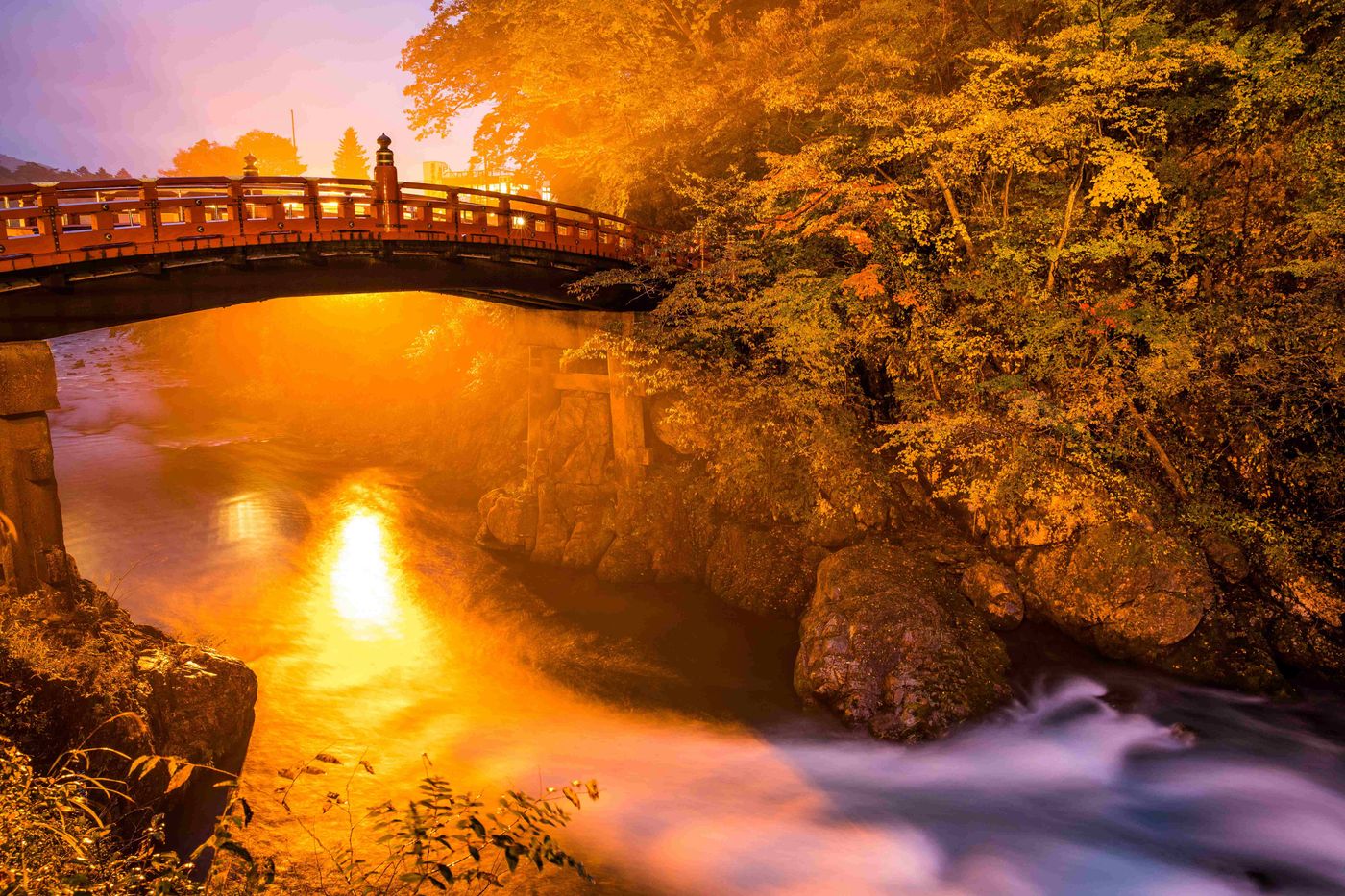 Bridge of Nikko river sunset