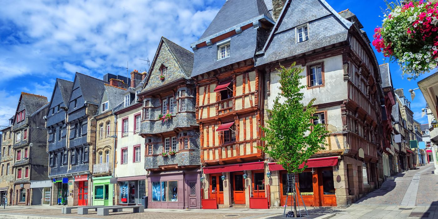 Historical city center of Lannion, Brittany, France