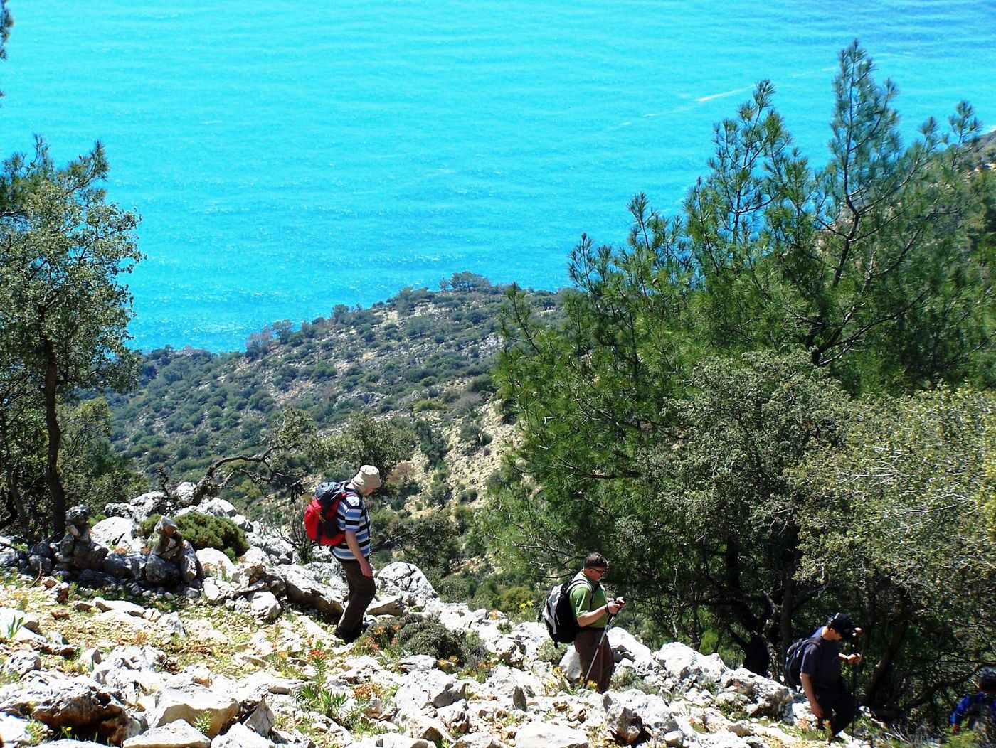 East Lycian Way-WALKERS WITH LIGHT BLUE OCEAN