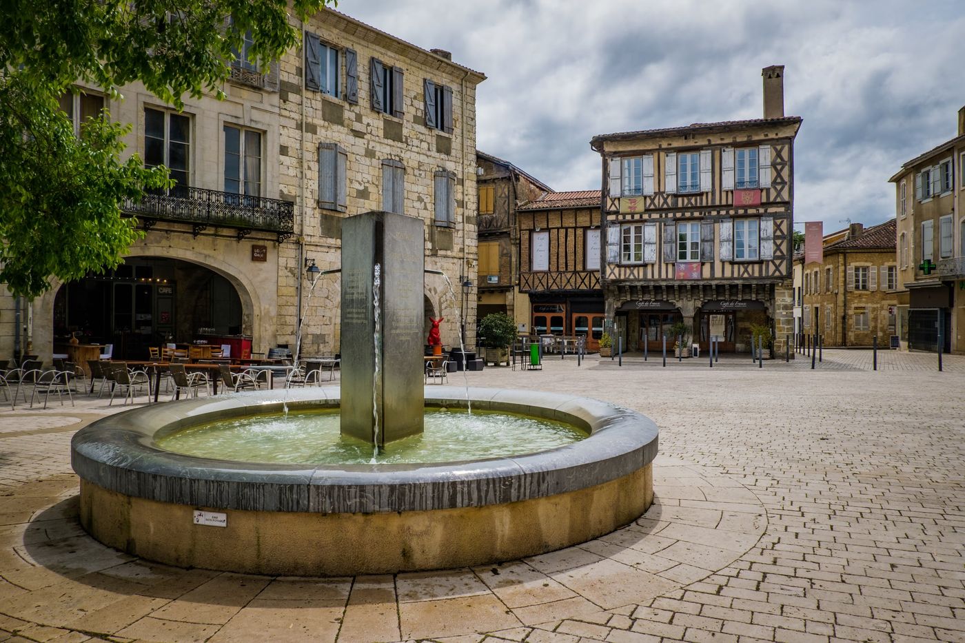 Famous Main Square in the small town of Eauze,,France