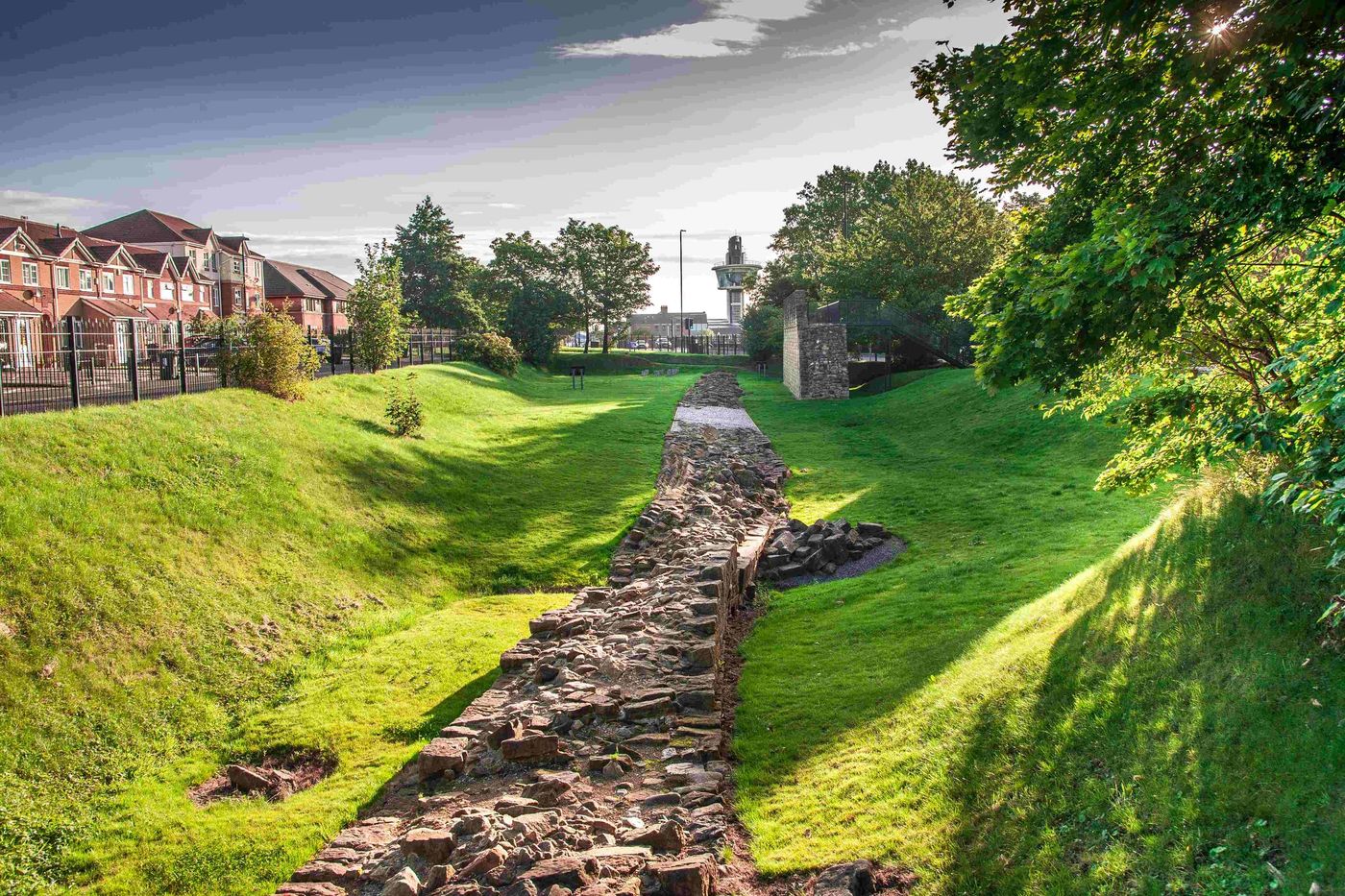 Hadrians Wall ruins and Town