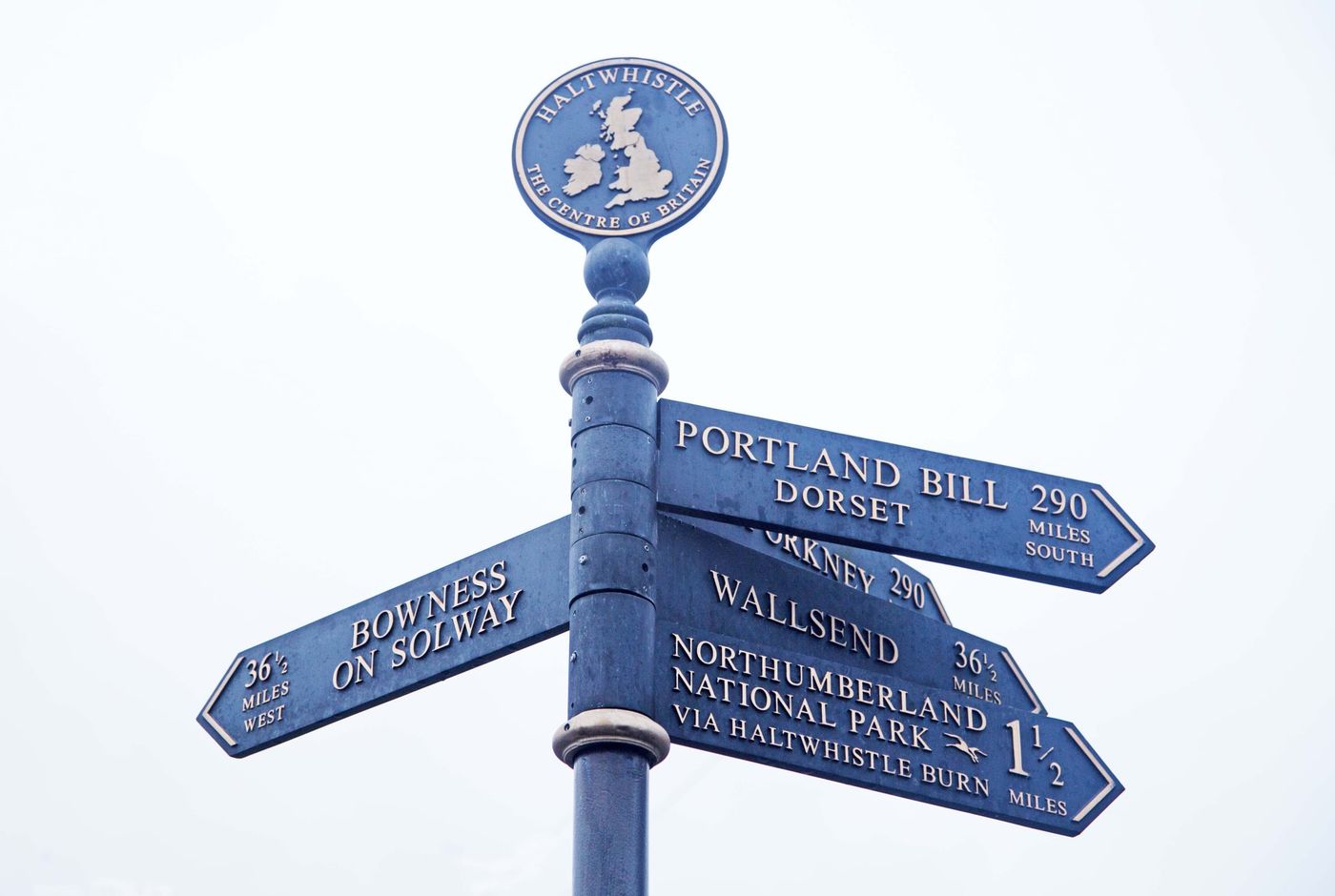 Hadrians Wall sign to Bowness and Solway