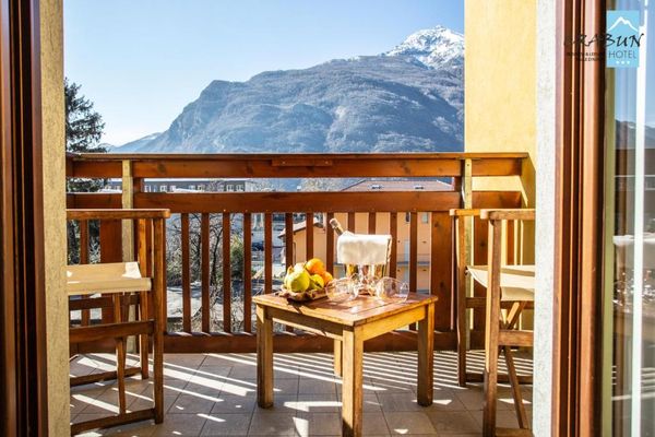 Hotel Ristorante Crabun terrace with a view