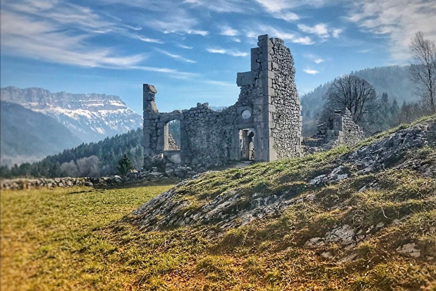 View of the Montbel Castle in Ariege