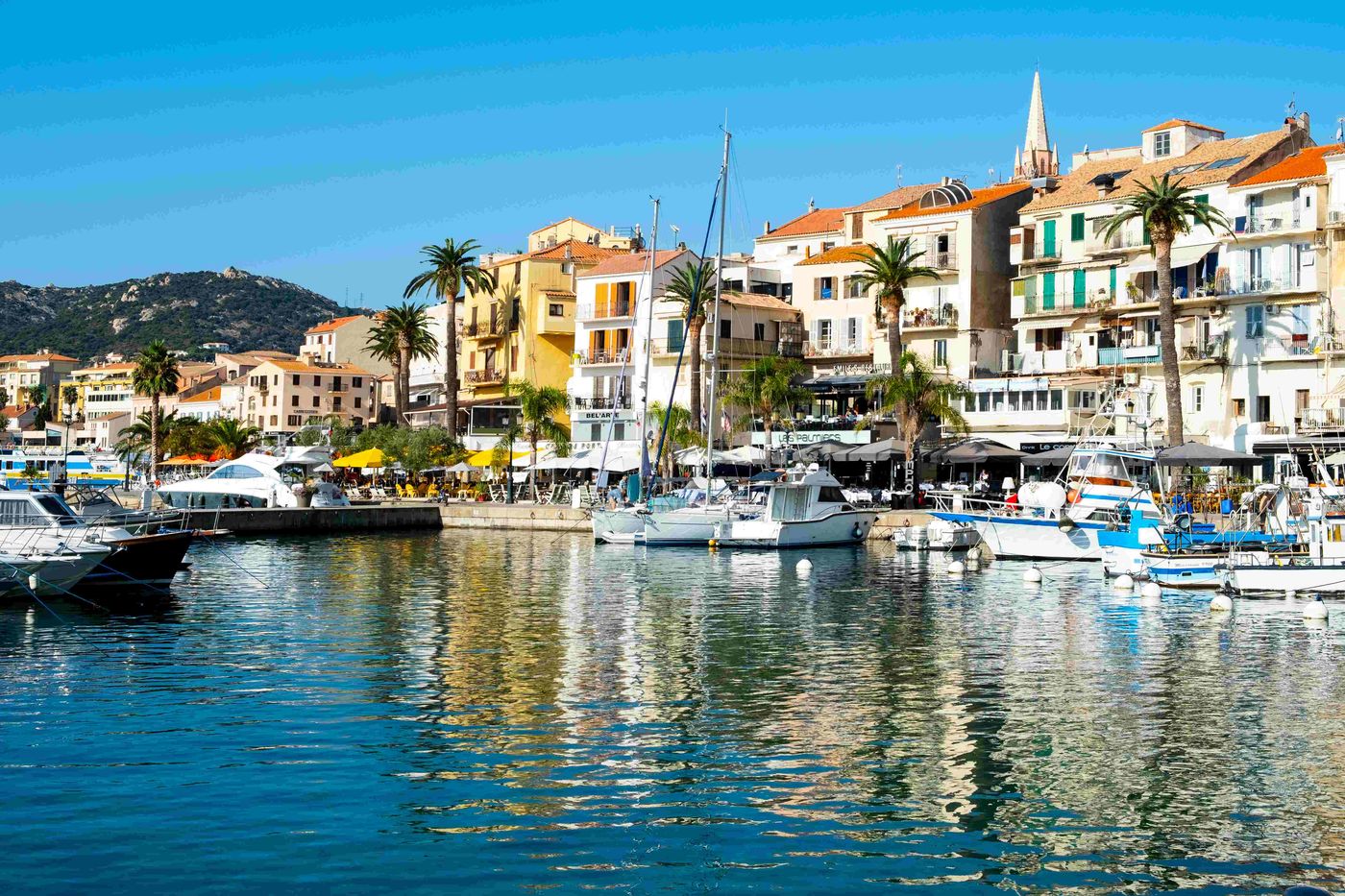 Porto town in harbour Corsica