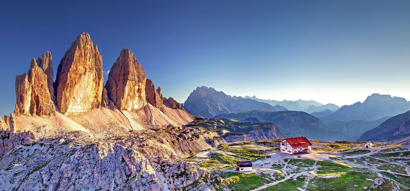 Sunset on the Tre Cime di Lavaredo Three Peaks
