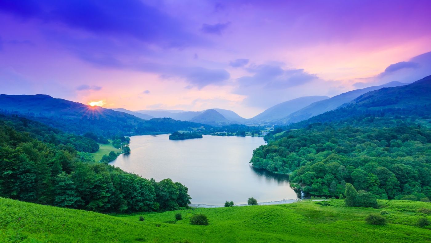 Sunset-over-Grasmere-Lake-Cumbria-England