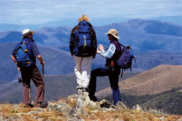 3 hikers feathertop Great Alpine WAlk