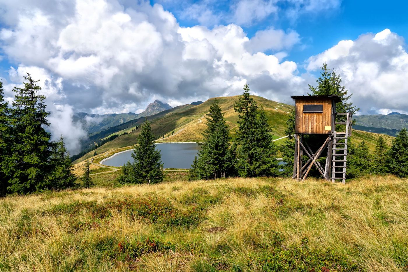 View of the magnificient summits and the pristine beauty of the Kitzbuheler alps