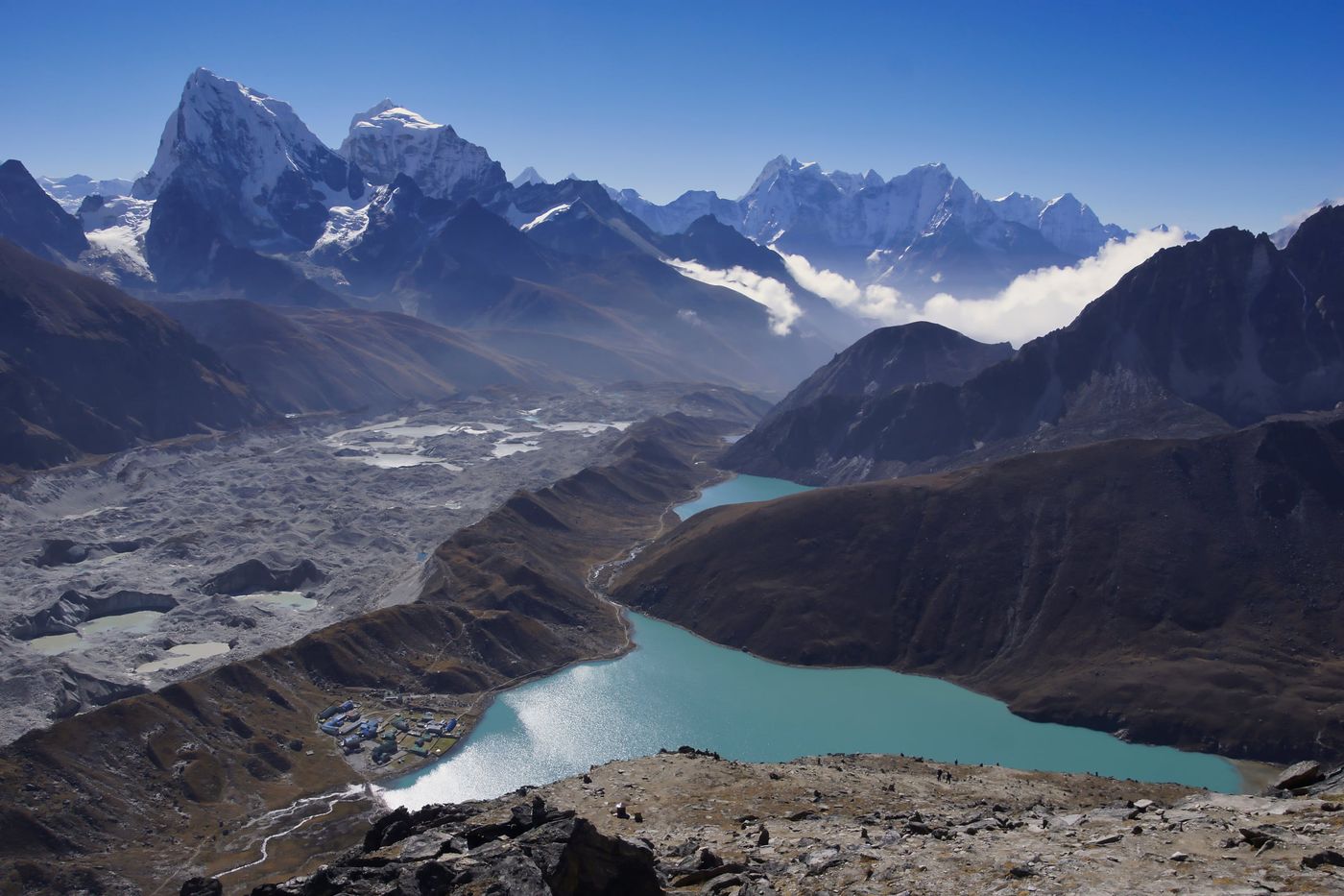 View,On,Ngozumpa,Glacier,And,Gokyo,Lake.,Route,From,Gokyo