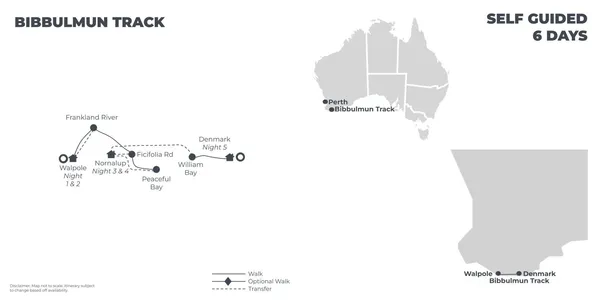Bibbulmun Track - 6 Days route map