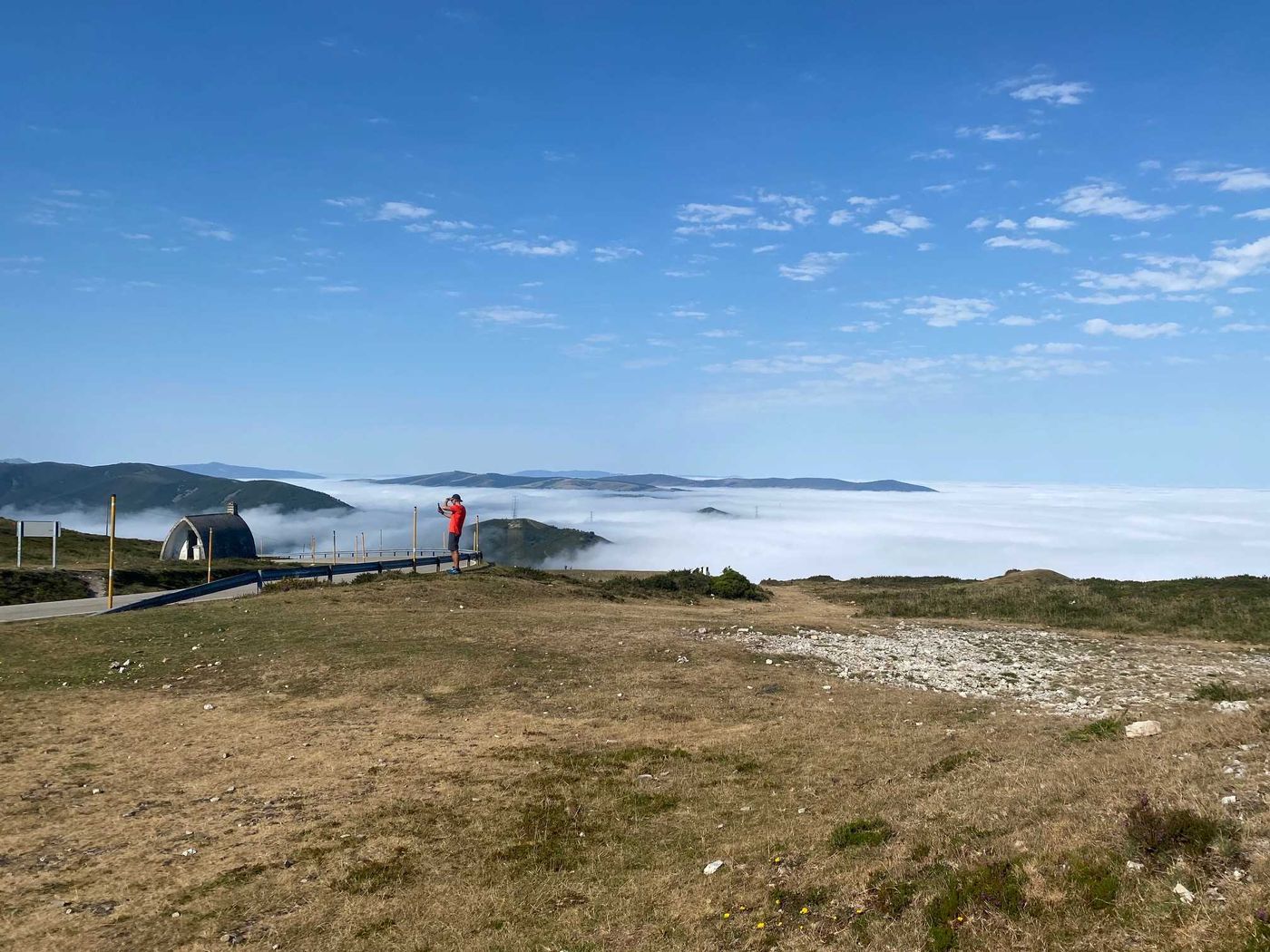 big view clouds walker camino