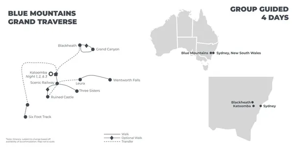 Blue Mountains Grand Traverse - 4 Days route map