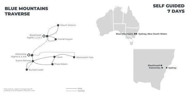 Blue Mountains Traverse - 7 Days route map
