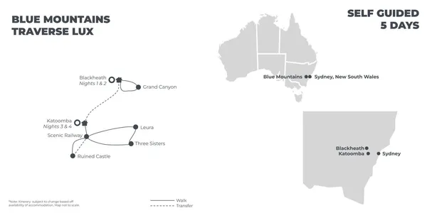 Blue Mountains Traverse Lux - 5 Days route map