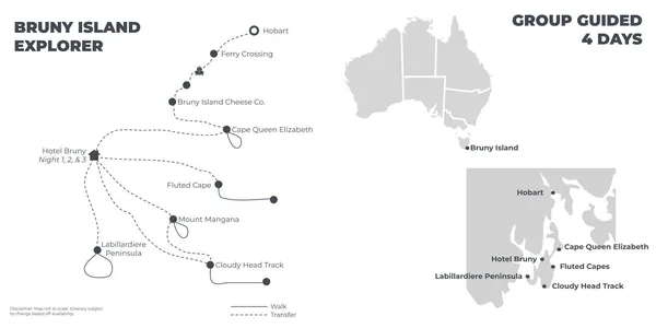 Bruny Island Explorer - 4 Days route map