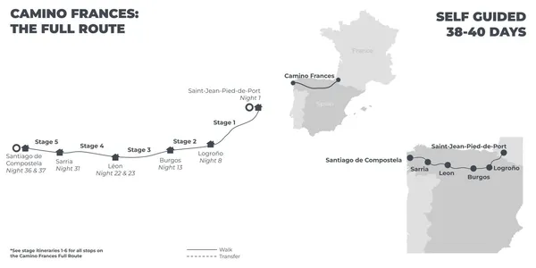 Camino Frances: The Full Route - 40 Days route map