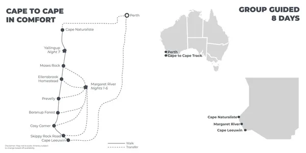 Cape-to-Cape Track In Comfort - 8 Days route map