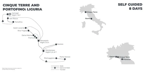 Cinque Terre and Portofino: Liguria - 8 Days route map