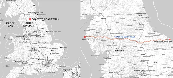 Coast to Coast: Best Available B&B’s and Guesthouses - 17 Days route map