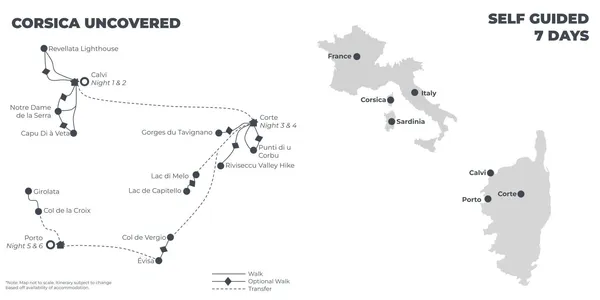 CORSICA UNCOVERED - 7 Days route map