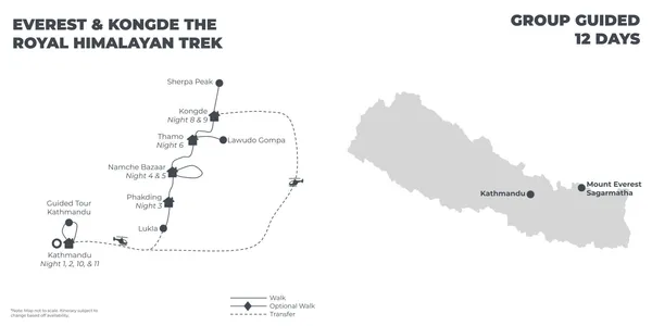 Everest & Kongde The Royal Himalayan Trek - 12 Days route map