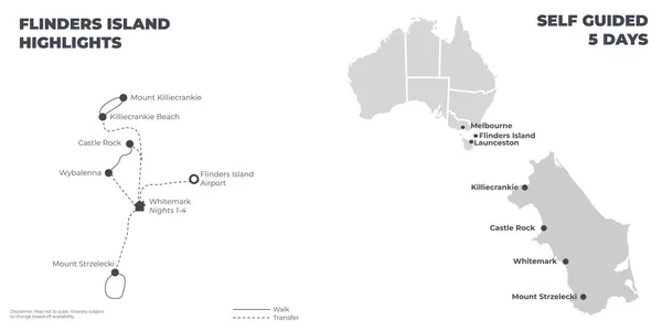 Flinders Island Highlights - 5 Days route map