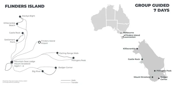 Flinders Island - 7 Days route map