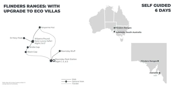 Flinders Ranges: With Upgrade to Eco Villas - 6 Days route map