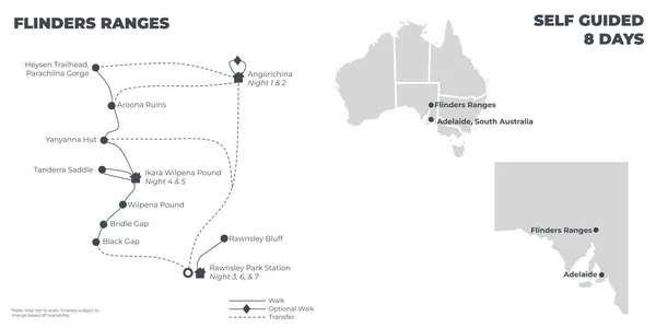 Flinders Ranges - 8 Days route map