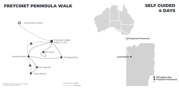 Freycinet Peninsula Walk - 4 Days route map