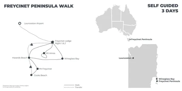 Freycinet Peninsula Walk - 3 Days route map
