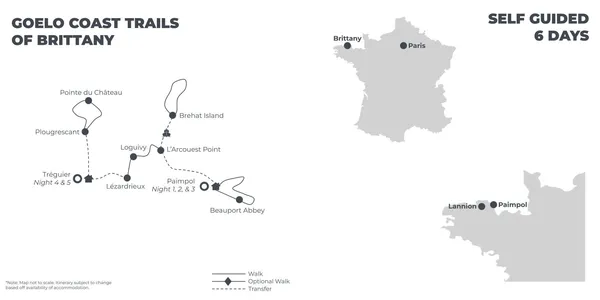 Goelo Coast Trails of Brittany - 6 days route map