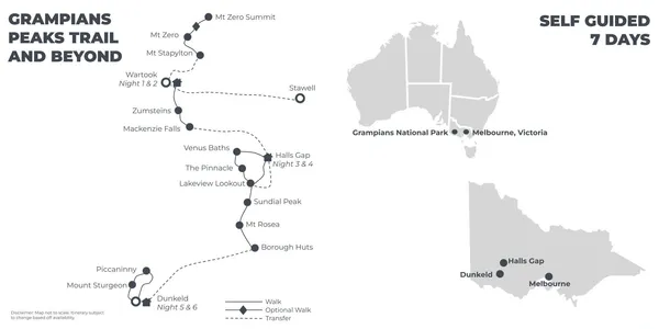 Grampians Peaks Trail & Beyond - 7 Days route map