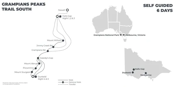Grampians Peaks Trail South - 6 Days route map