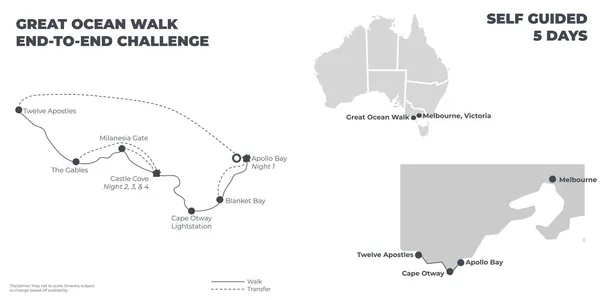 Great Ocean Walk End-to-End Challenge - 5 Days route map