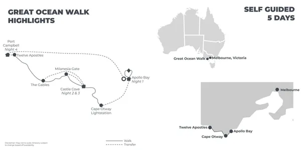 Great Ocean Walk Highlights - 5 Days route map