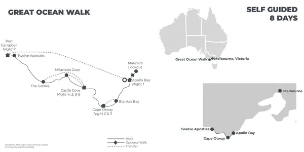 The Great Ocean Walk - 8 Days route map