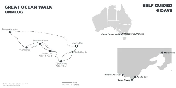 Great Ocean Walk Unplug - 6 Days route map