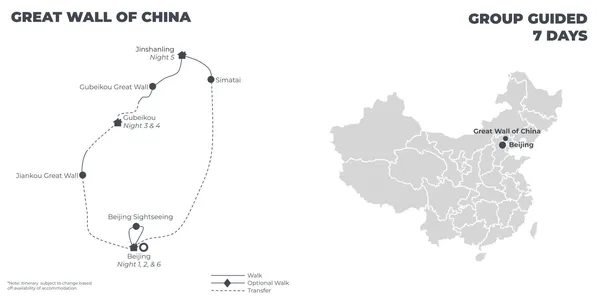 Great Wall of China - 7 Days route map