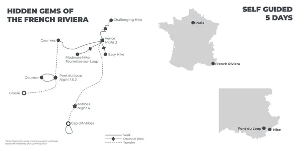 Hidden Gems of the French Riviera - 5 Days route map