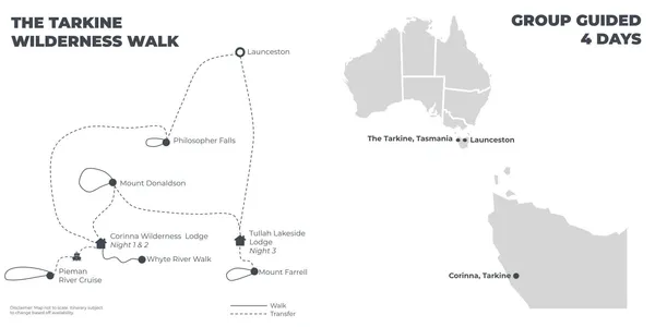 The Tarkine Wilderness Walk - 4 Days route map
