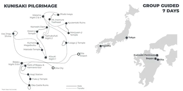 Kunisaki Pilgrimage: Kyushu's Historic Shrines and Sacred Mountains - 7 Days route map