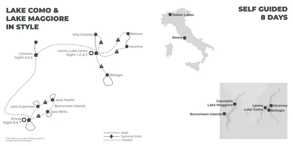 Lake Como and Lake Maggiore in Style - 8 Days route map