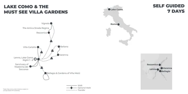 Lake Como & the must see Villa Gardens - 7 Days route map