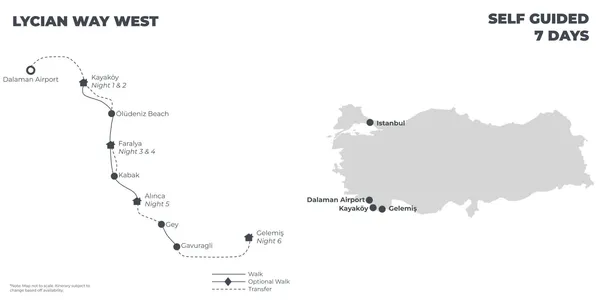 LYCIAN WAY WEST - 7 DAYS route map