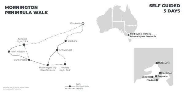 Mornington Peninsula Walk - 5 Days route map